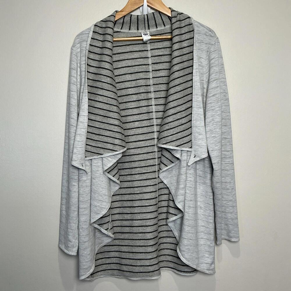 Te Verde Women’s Cardigan Wrap Sweater L Gray Open Front Casual Knit Soft‎